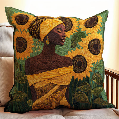 Black Woman And Sunflower WU1002032CL Quilt Pillow Case