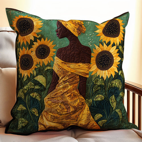 Black Woman And Sunflower WU1002034CL Quilt Pillow Case