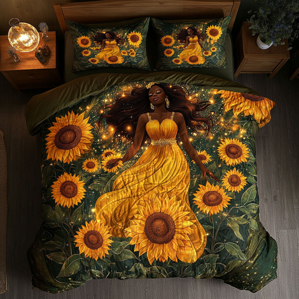 Black Woman And Sunflower WU1002060CL Duvet Cover Set