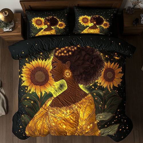 Black Woman And Sunflower WU1002061CL Duvet Cover Set