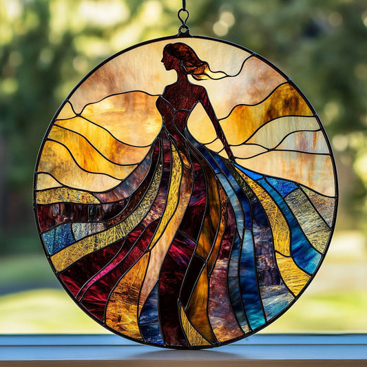 Black Woman WU1402008CL Stained Glass Suncatcher