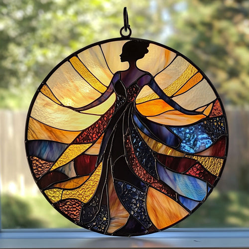 Black Woman WU1402009CL Stained Glass Suncatcher