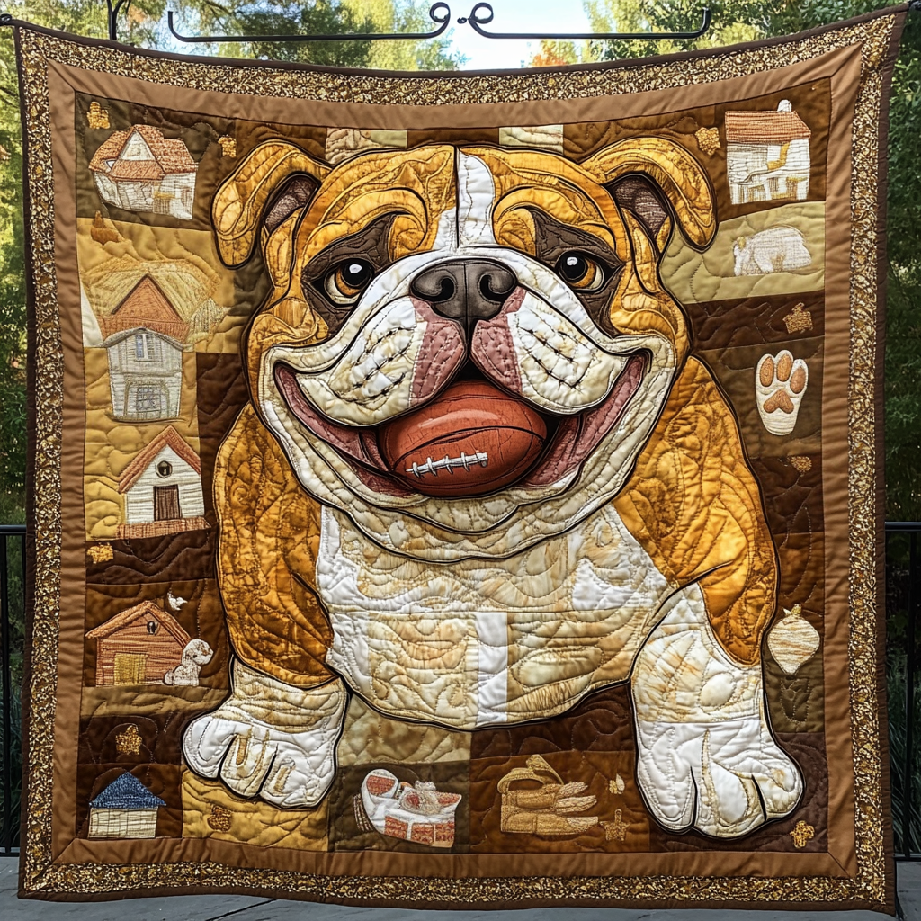 Bulldog Playing With Balls WU1601015CL Quilt