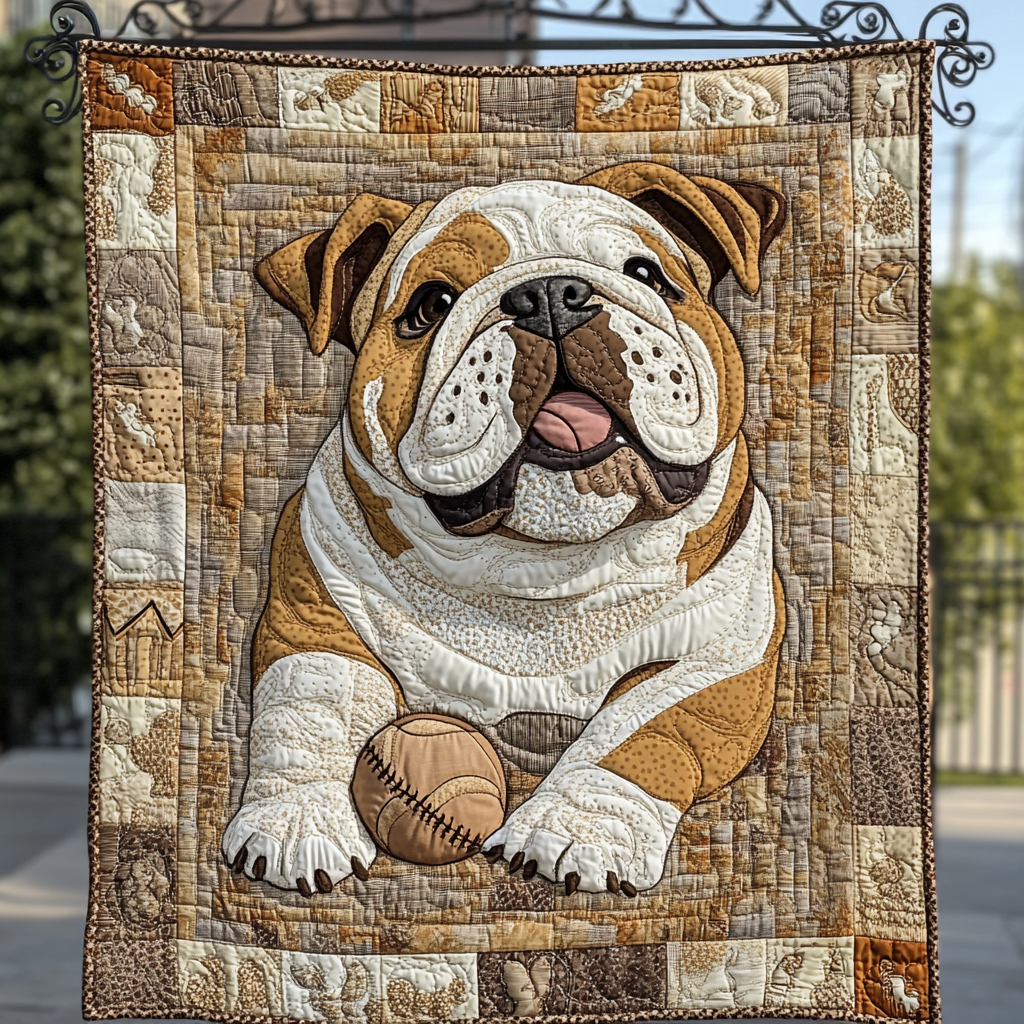 Bulldog Playing With Balls WU1601017CL Quilt