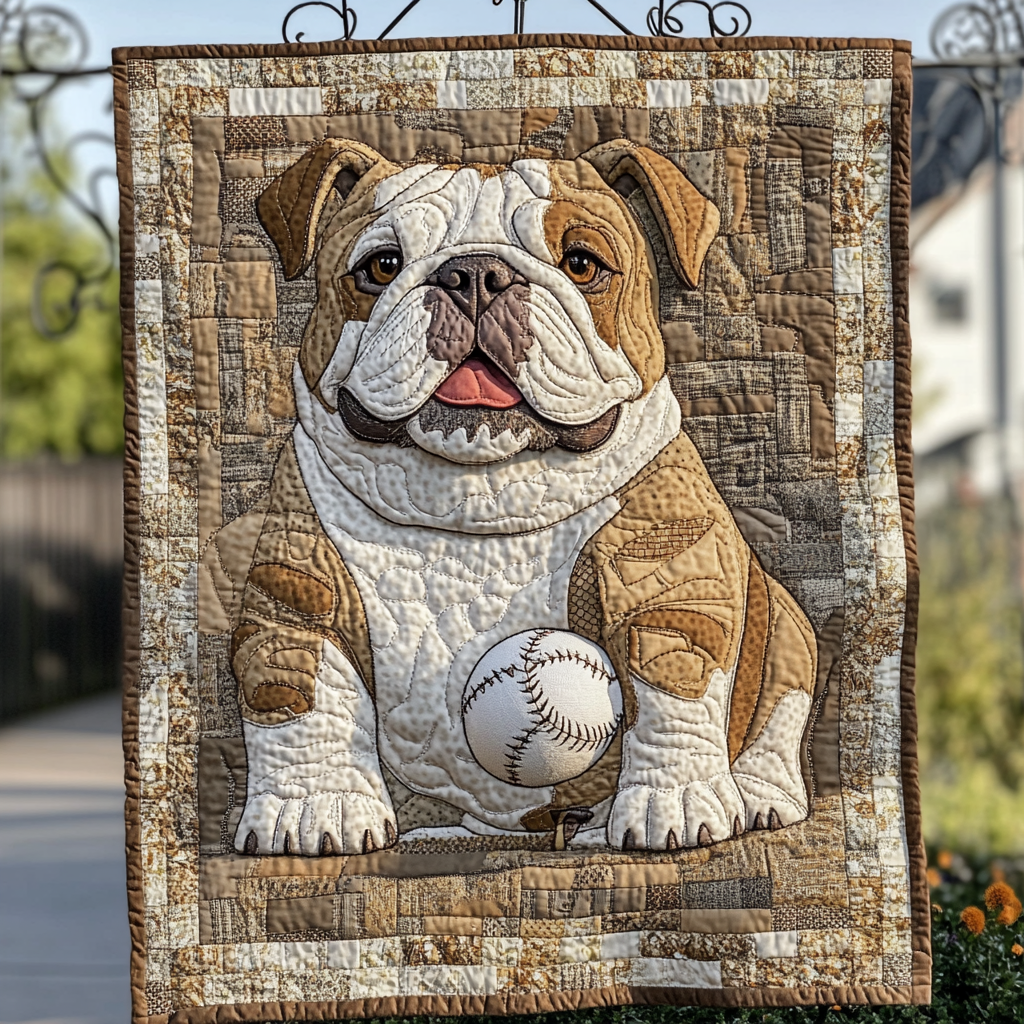 Bulldog Playing With Balls WU1601023CL Quilt