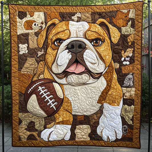 Bulldog Playing With Balls WU1601024CL Quilt