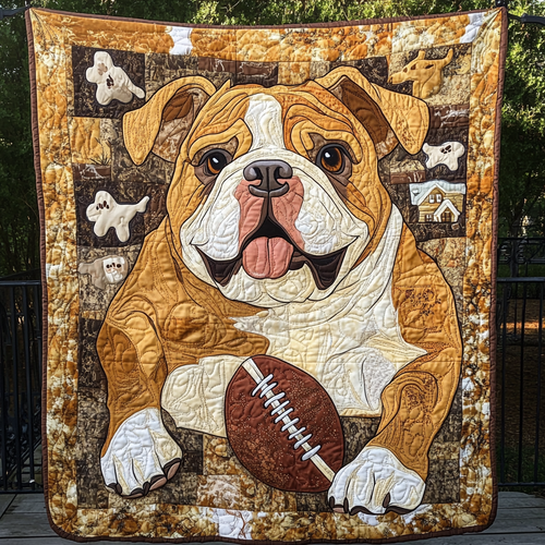 Bulldog Playing With Balls WU1601025CL Quilt