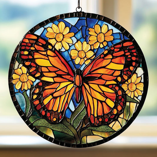 Butterfly WU1801015CL Stained Glass Suncatcher