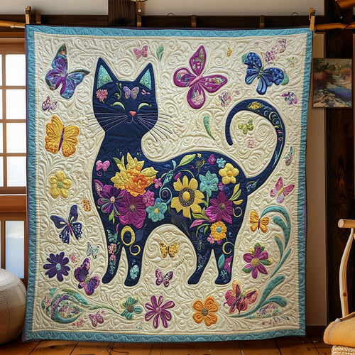 Cat In Flower Garden WY1002029CL Quilt