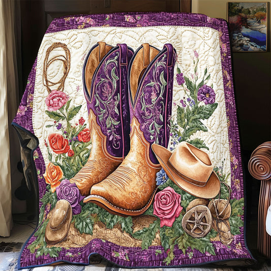 Purple Cowboy Boots WY2101073CL Quilt