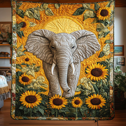 Majestic Sunflower Elephant WY1806019CL Quilt