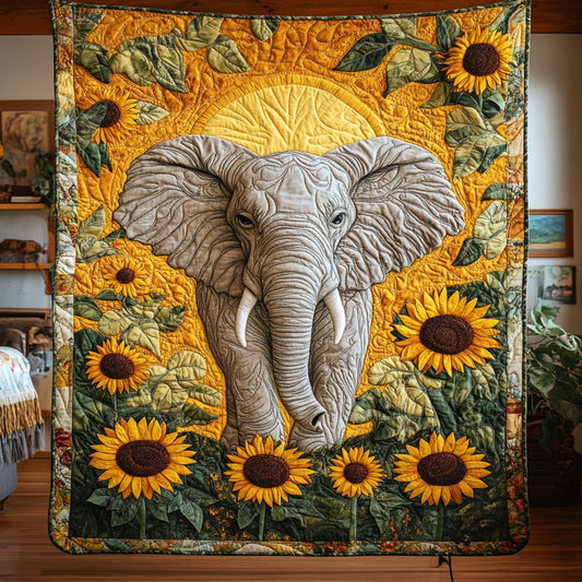 Majestic Sunflower Elephant WY1806019CL Quilt