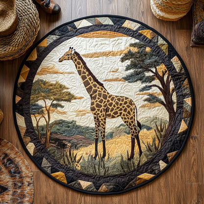 Giraffe In Savana WY0904042CL Quilted Round Mat