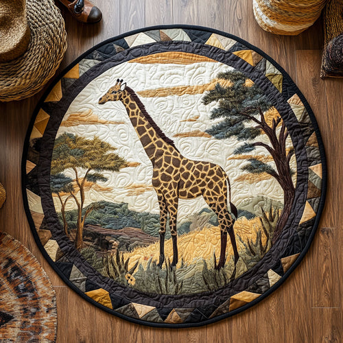 Giraffe In Savana WY0904042CL Quilted Round Mat