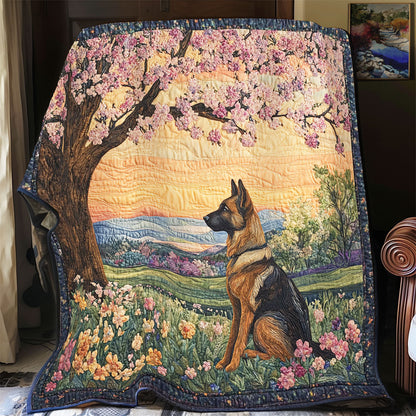 German Sherperd And Blossom  WY1002049CL Quilt