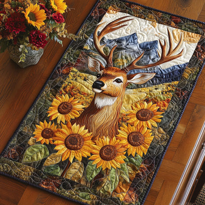 Deer In Sunflower WY2801007CL Quilted Table Runner