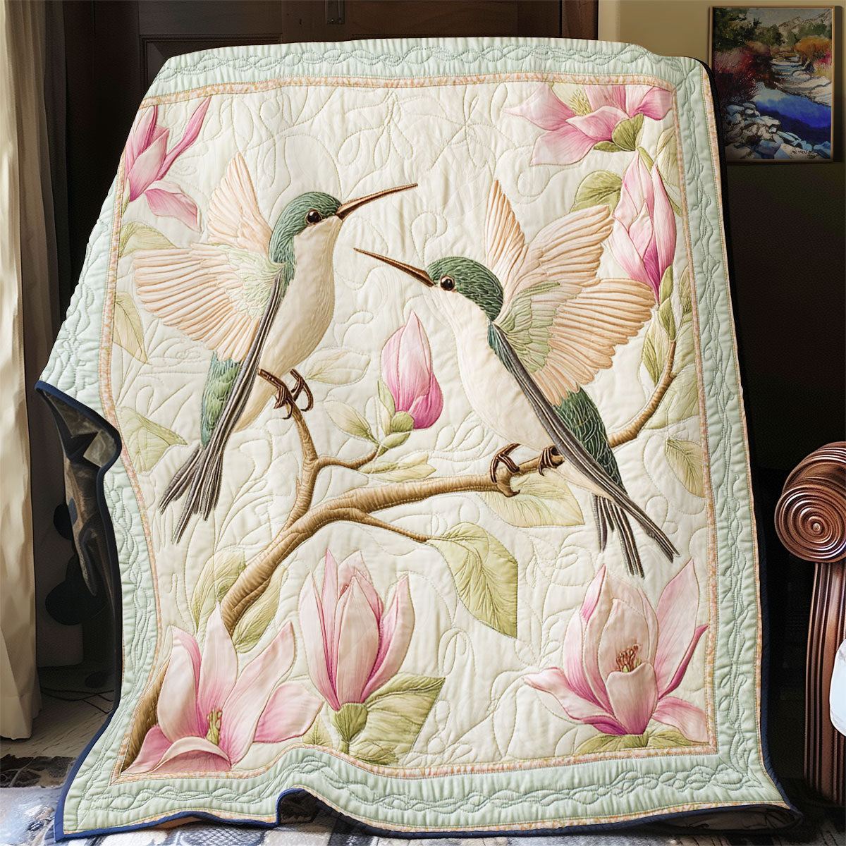 Vintage Magnolia And Hummingbird WY1303067CL Quilt