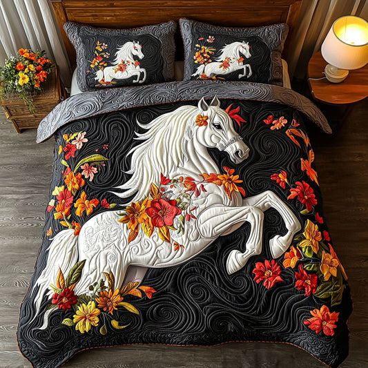Horse and Floral CM0104007CL Duvet Cover Set