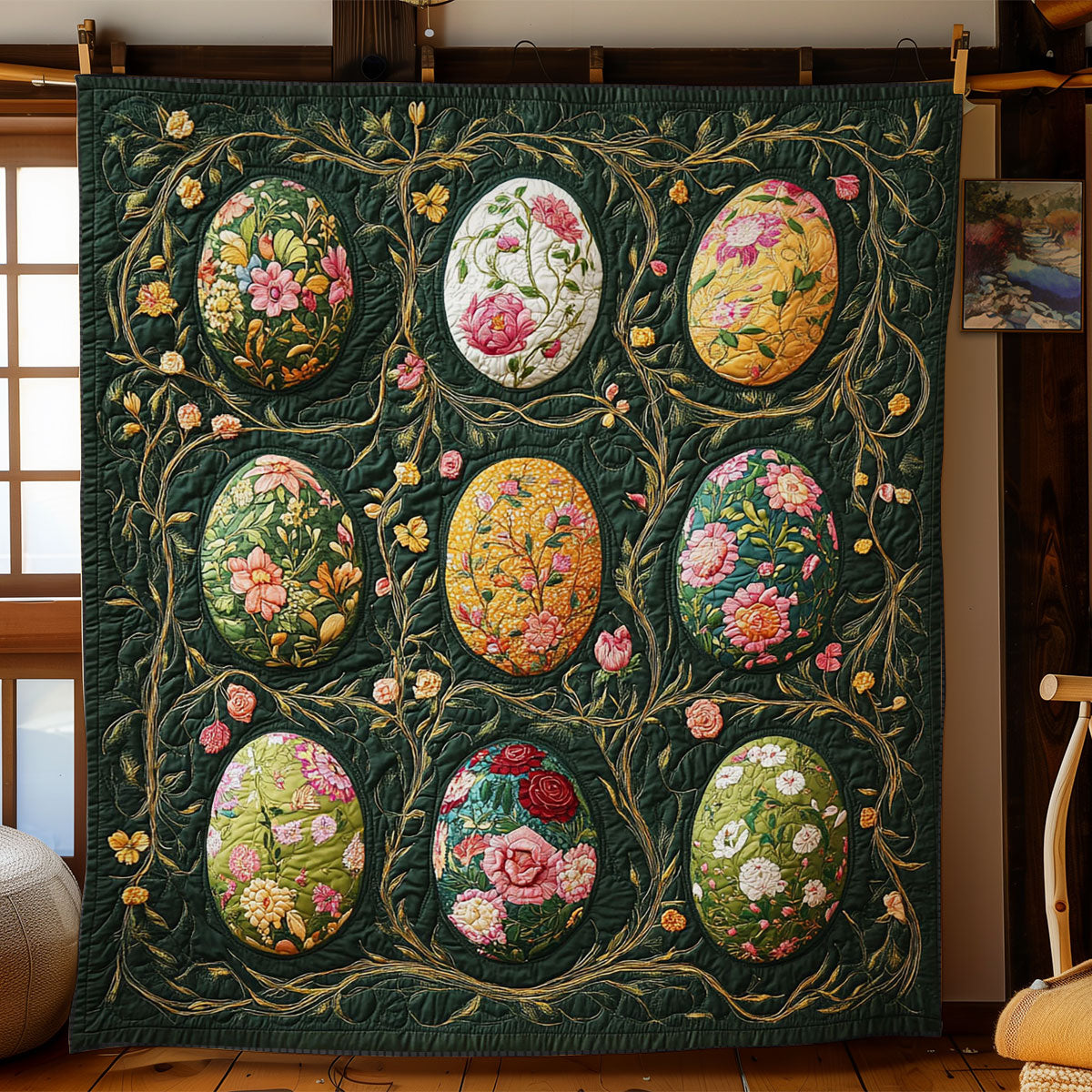 Floral Easter Egg WY1303044CL Quilt