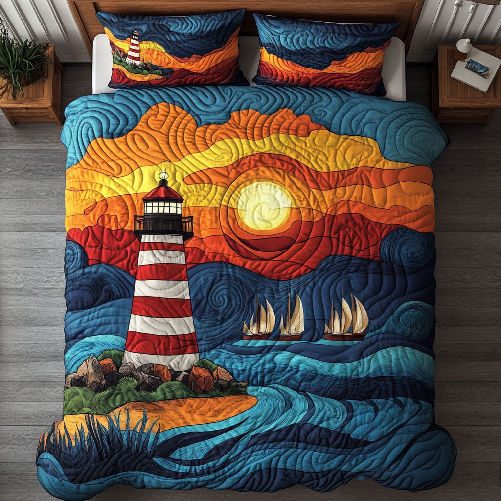 Sunset Lighthouse WY2003114CL Duvet Cover Set
