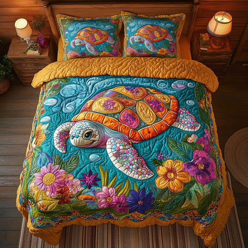 Floral Sea Turtle CM3004005CL Duvet Cover Set