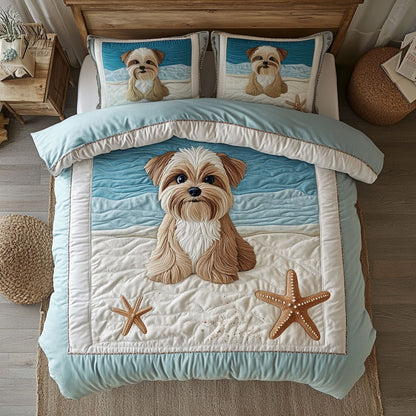 Yorkshire Terrier In Beach WY2105034CL Duvet Cover Set