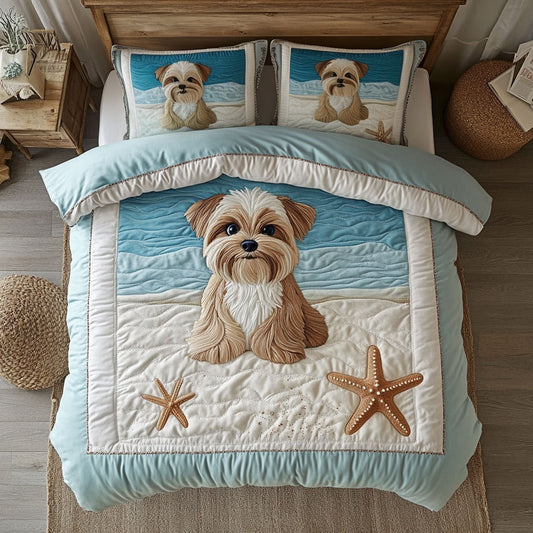 Yorkshire Terrier In Beach WY2105034CL Duvet Cover Set