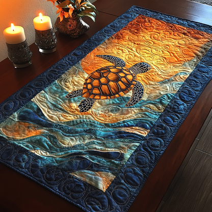 Sunset And Turtle WY0901144CL Quilted Table Runner