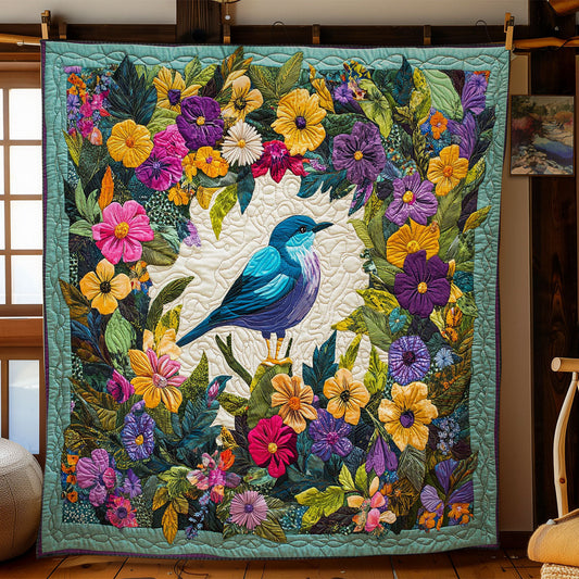 Bird In Flower Wreath WY1002015CL Quilt