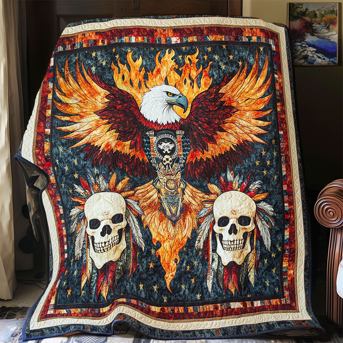 Fire Eagle And Skull WY1002070CL Quilt