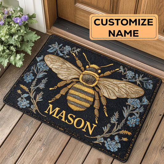 Floral Bee CW1508068CL Personalized Doormat