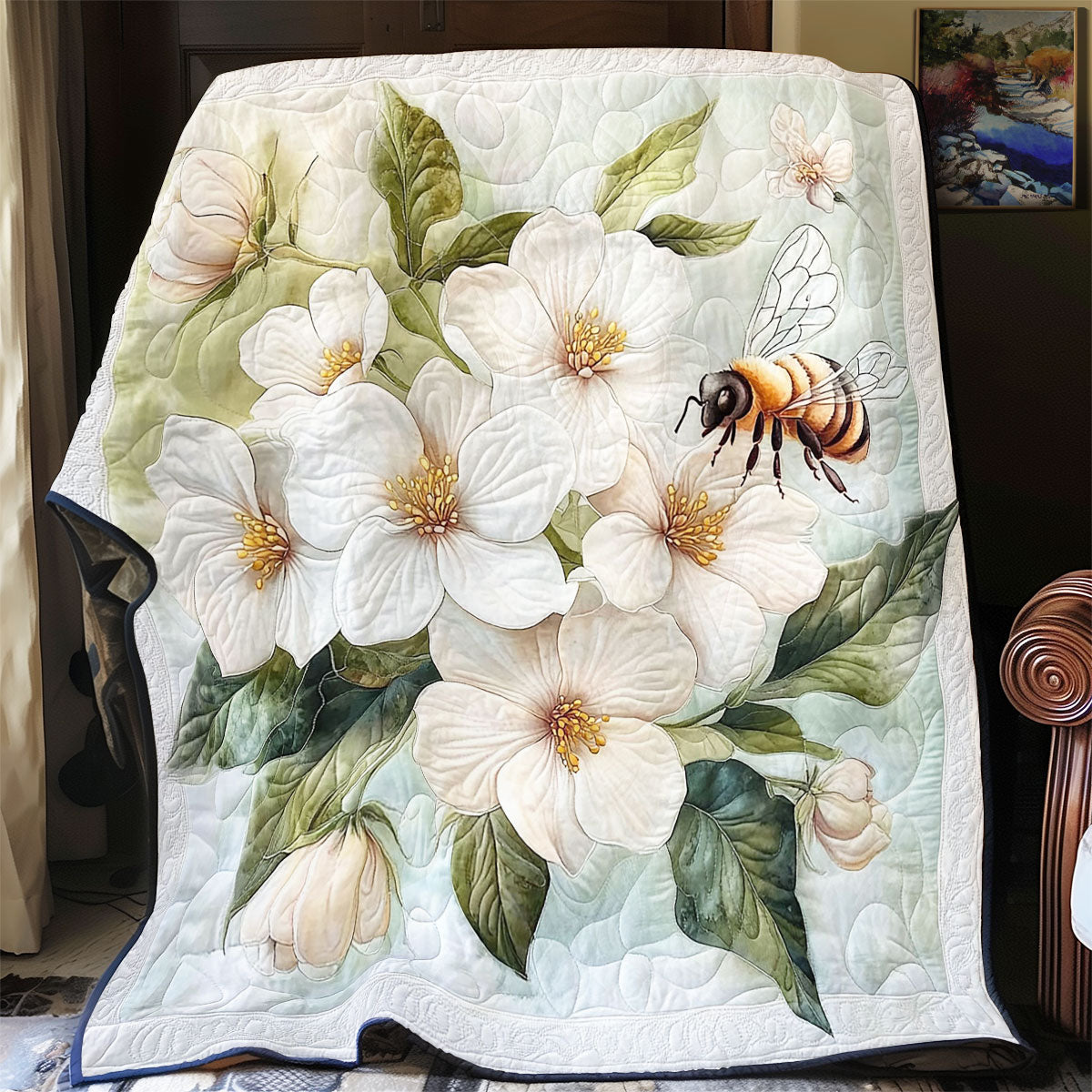 Bee In White WY2103029CL Quilt