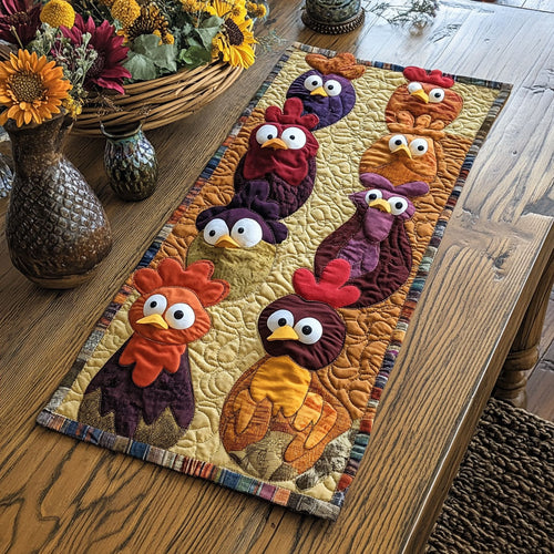 Chicken Gang WU0303078CL Quilted Table Runner