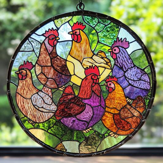 Chicken Gang WU1701025CL Stained Glass Suncatcher