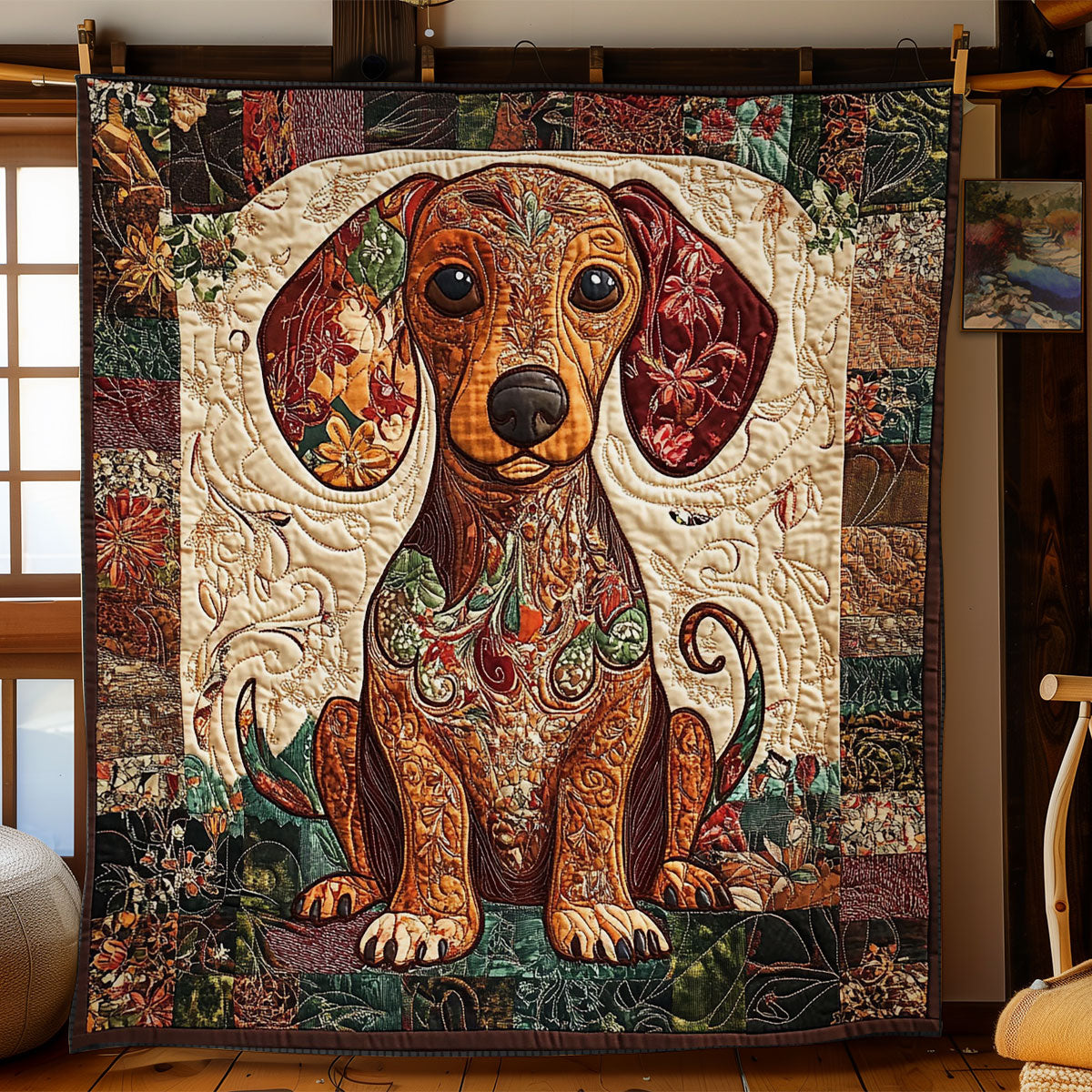 Dachshund Patchwork Portrait WY1303029CL Quilt