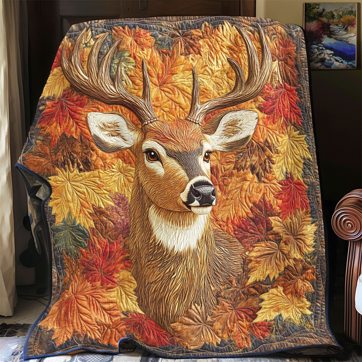 Golden Leaf Stag WY1403016CL Quilt