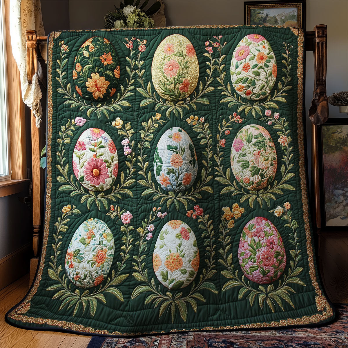 Verdant Bloom Easter Egg WY1103057CL Quilt