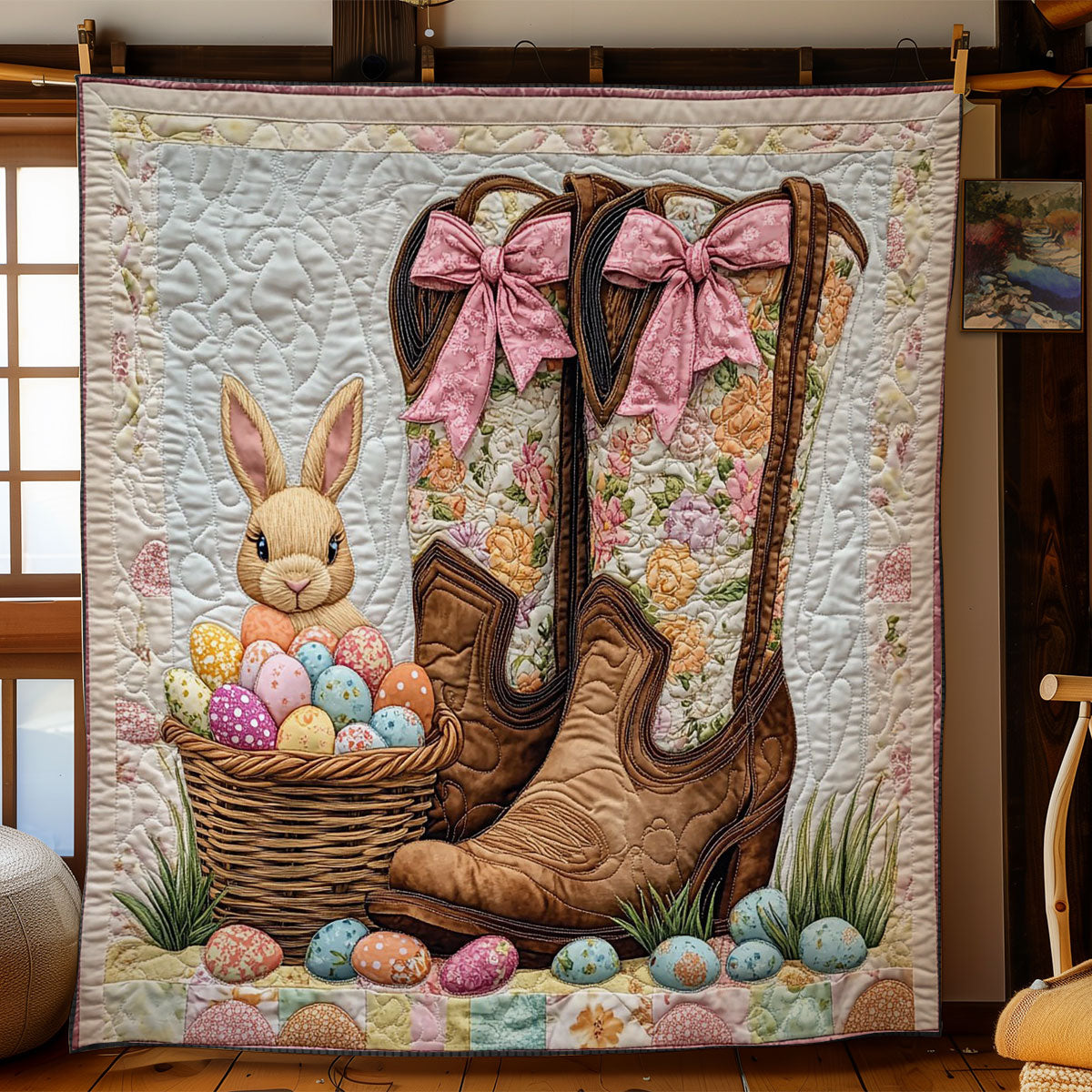 Cowboy Easter Bunny WY1703098CL Quilt