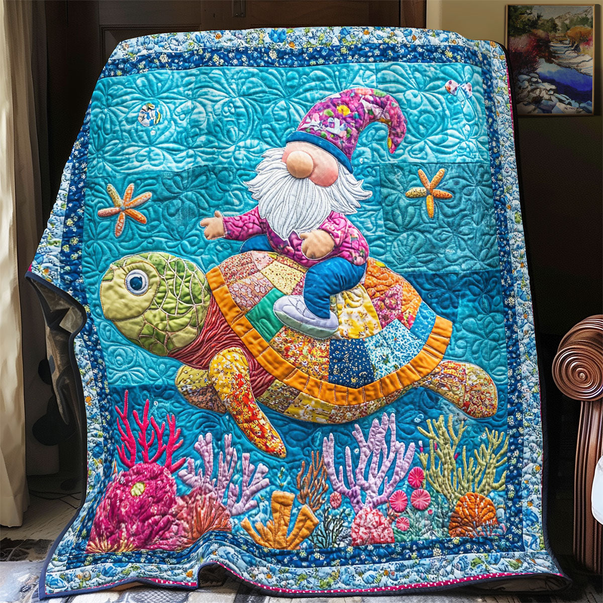 Gnome And Turtle WY0402023CL Quilt