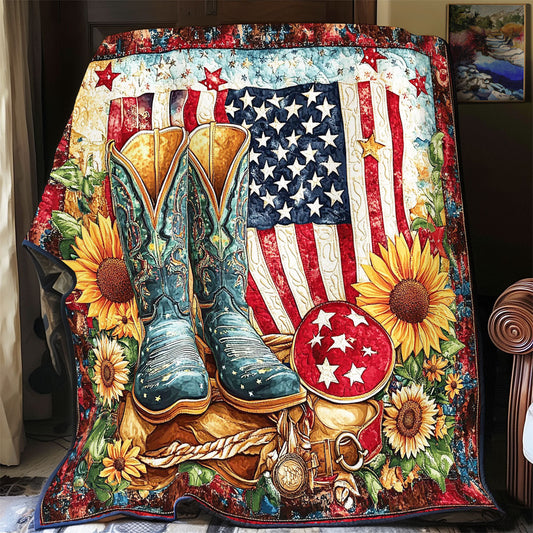 Cowboy Boots In Sunflower Garden WY2201058CL Quilt