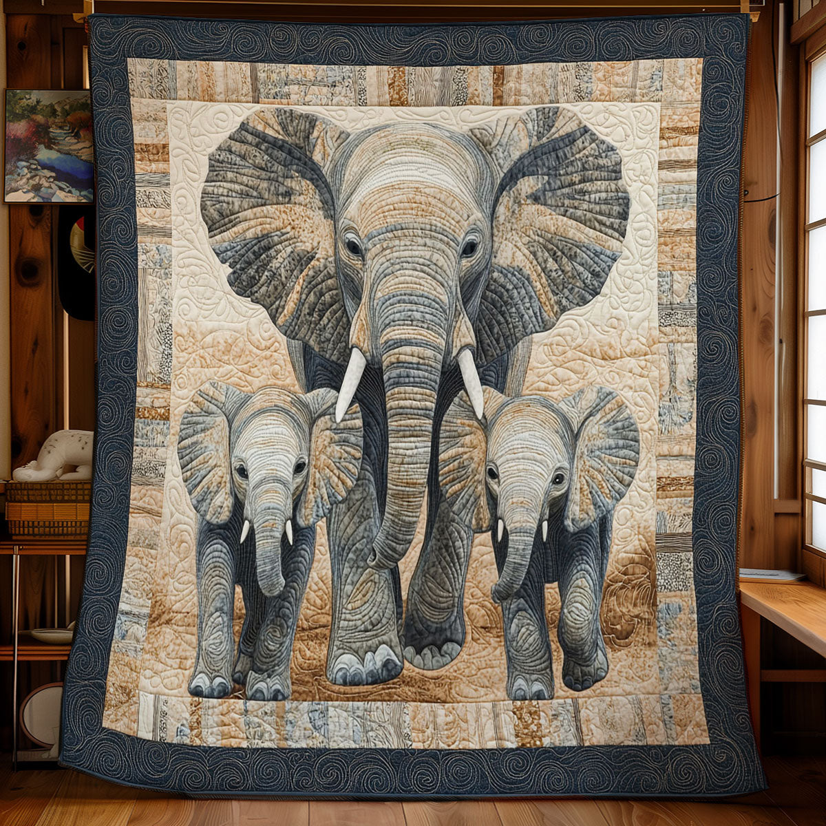 Elephant Family Portrait WY0402017CL Quilt