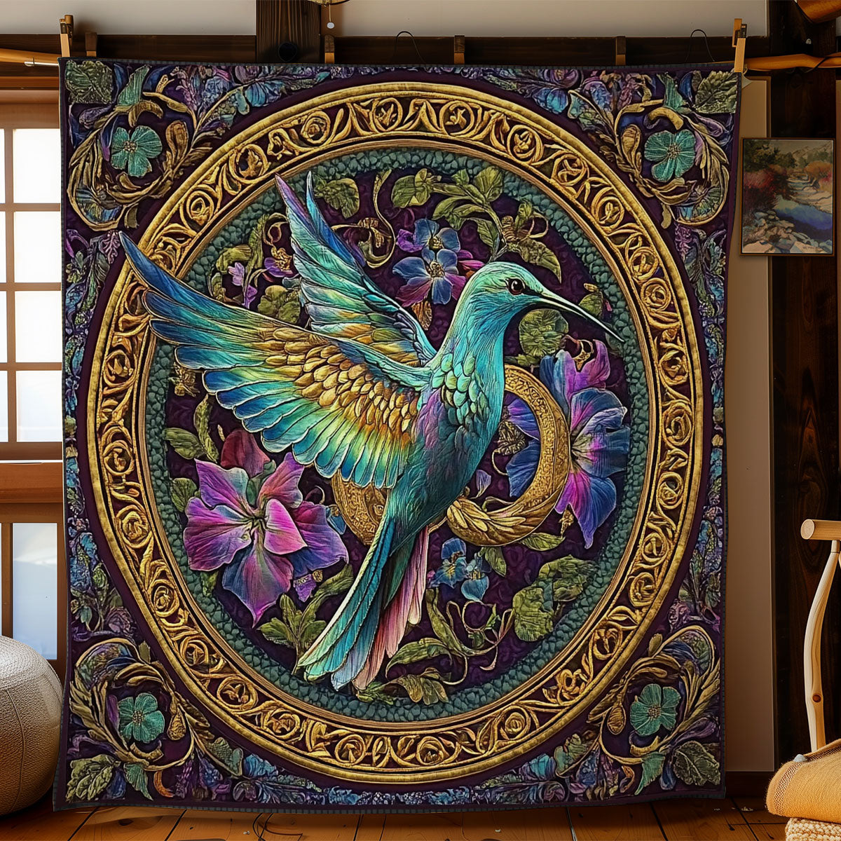 Hummingbird In Mandala WY0402029CL Quilt