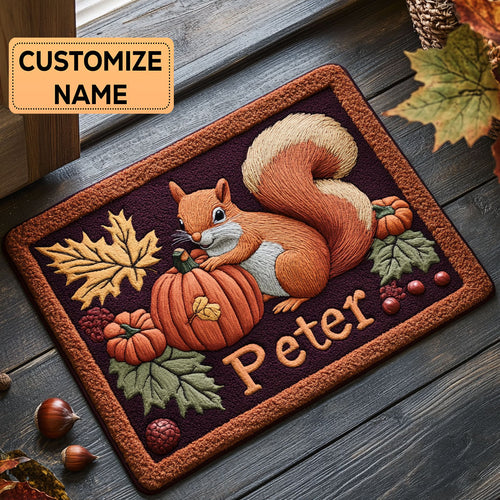 Rustic Harvest Squirrel CP0609032CL Personalized Doormat