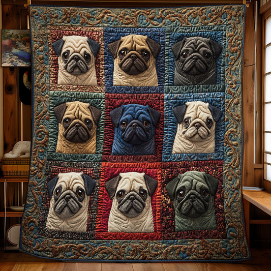 Pug Portraits WY1103035CL Quilt