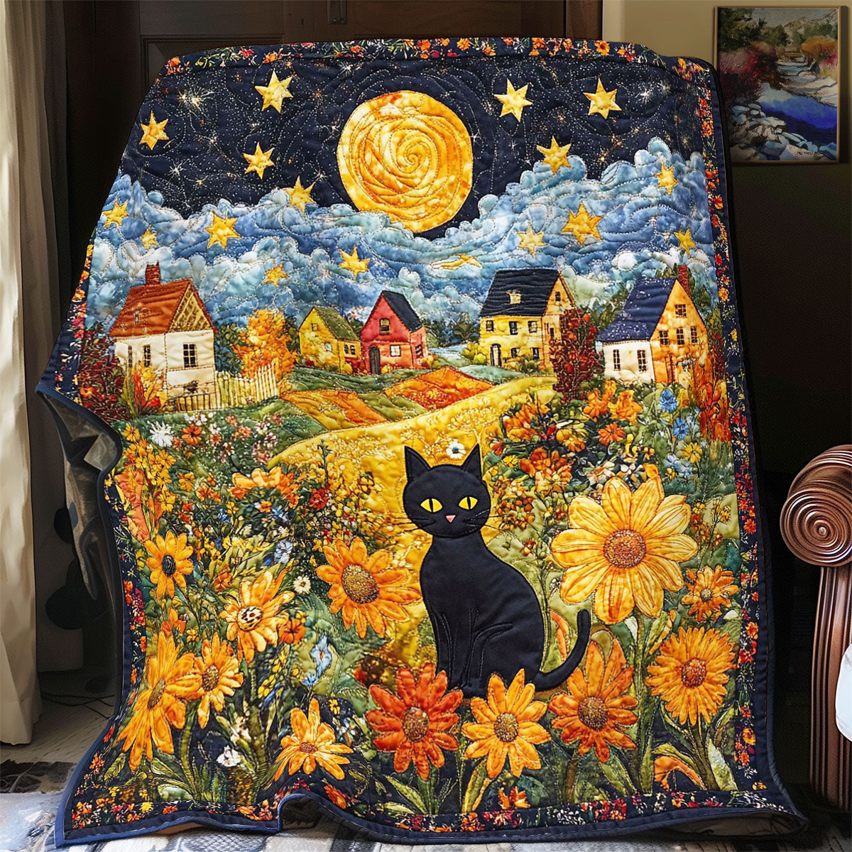 Black Cat In Night WY1002016CL Quilt