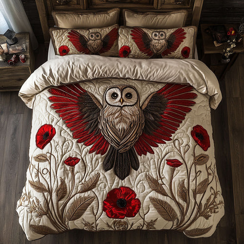 Owl In Poppy Meadow WY2904036CL Duvet Cover Set