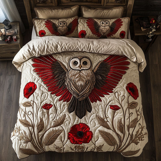 Owl In Poppy Meadow WY2904036CL Duvet Cover Set