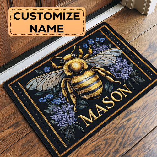 Flower Bee CW1508067CL Personalized Doormat