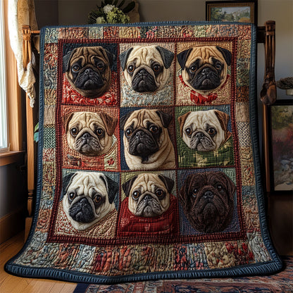 Charming Pug Portraits WY1203009CL Quilt