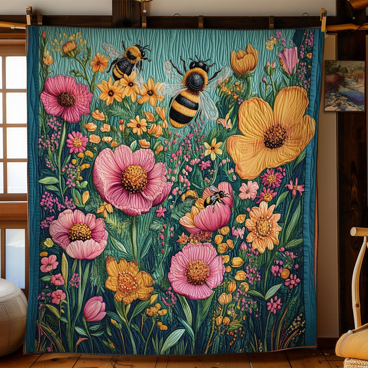 Meadow Bees WY1803047CL Quilt